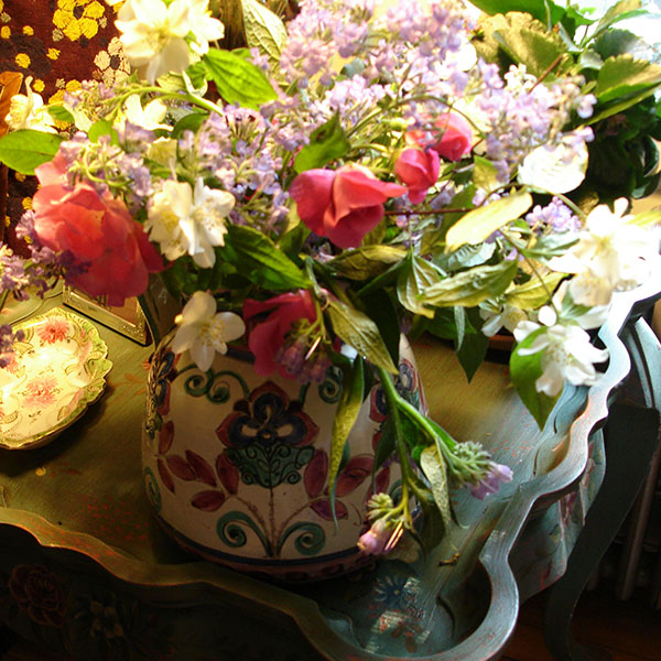 a vase filled with flowers